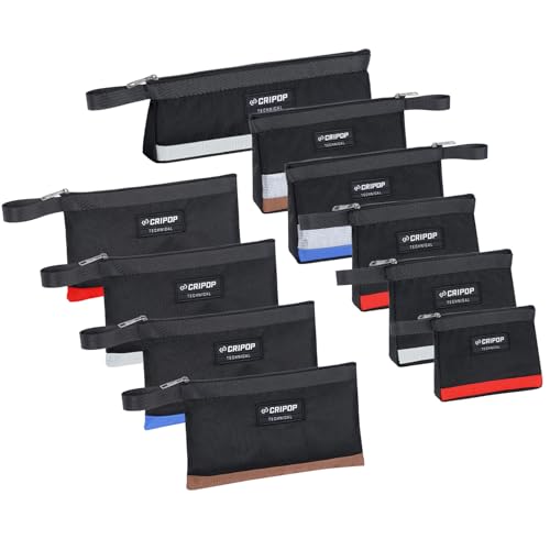 10 Pack Zipper Tool Bag, 1680D Small Tool Bags Set with 6 Stand-Up Pouches and 4 Utility Bags, Multipurpose Storage Organizer for Tool - style: 6 Stand-up Zipper Bags+4 Zipper Bags