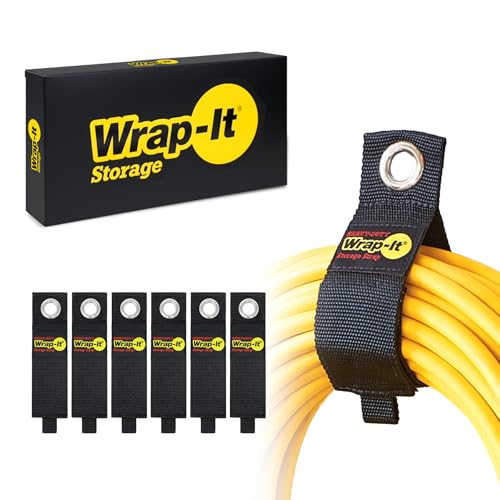 Heavy-Duty Wrap-It Storage Straps, 13-inch (6 Pack) - Hook and Loop Extension Cord Organizer Hanger, Cord Wrap, Cable Straps for Cables, Hoses, Rope for Home, RV and Garage Storage and Organization - size: 13" (6-Pack)