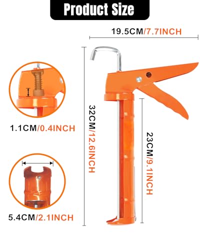 Holothurian Caulking Gun, Caulk Gun No Drip,Sealant Finishing Tool Grout Scraper for Kitchen Bathroom Window Sink Joint, 1/10 Gallon Cartridge, 10:1 Thrust Ratio, Orange, 2 Packs - color: Orange | 2Packs
