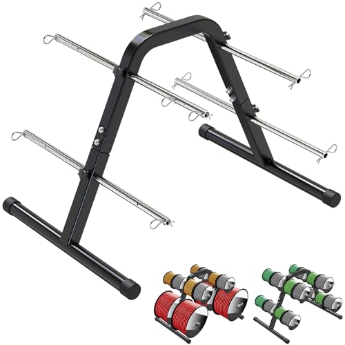 SELEWARE Portable Wire Spool Caddy – Heavy-Duty Steel Cable Dispenser with 4 Adjustable Rods for Effortless Spool Storage & Dispensing (Black) - color: A: Black Wire Dispenser (4 Rods)