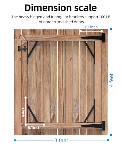Fence Gate Frame Kit with 10 inch Heavy Duty Hinges, Gate Corner Brace Bracket Heavy Duty Kit, Fence Gate Kit, Gate Hardware for Wooden Fences,Driveway Gates,Shed Doors. Barn Door Lock Latches 1PC - size: 10 Inch