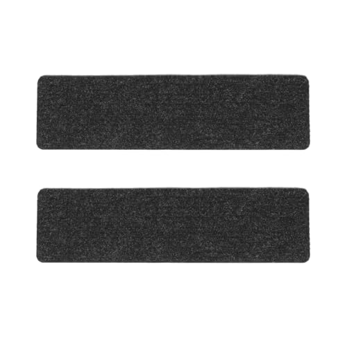 Homoyoyo 2Pcs Garage Stair Treads: Stair Treads Collection Indoor Skid Slip Resistant Skid Resistant Carpet Glue-Free Self-Adhesive Anti-Slip Mats Double Stripes for Repeated Use (Black,29X8X0.2inch) - color: Black