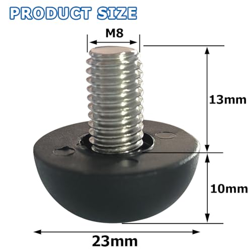Hooshing 10PCS 8mm x 1.25 M8 Adjustable Furniture Levelers Replacement Stainless Steel Screw in Threaded Levenling Feet Glide for Furniture Legs, Table, Chair, Cabinet - size: M8