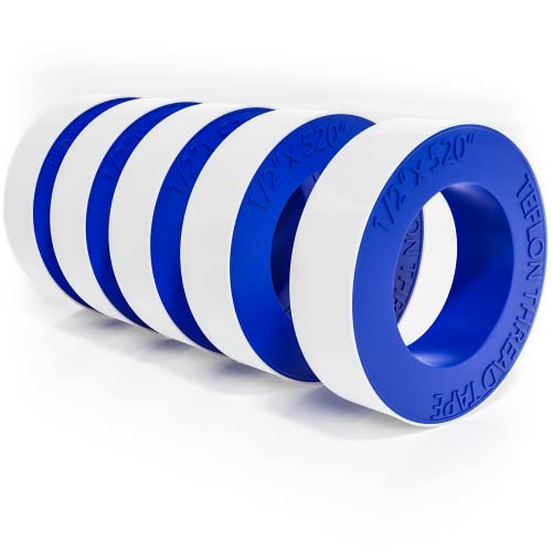 D-NYX Teflon Tape 4 Rolls 1/2 Inch(W) X 520 Inches(L) Teflon Duct Sealant Tape for Shower Head, Plumbing Thread Tapes, Water Pipe Sealing Plumbers PTFE Thread Seal, Pipe Dope Plumbers Accessories - size: 4 Pack