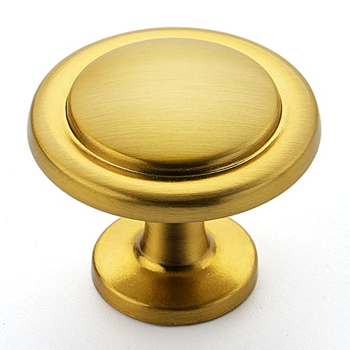 Ravinte 3 Pack 1-1/4 Inch Kitchen Cabinet Knobs - Brushed Brass Zinc Drawer Pulls and Door Handles for Dresser Drawers - color: Brushed Brass