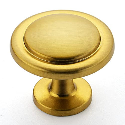 Ravinte 3 Pack 1-1/4 Inch Kitchen Cabinet Knobs - Brushed Brass Zinc Drawer Pulls and Door Handles for Dresser Drawers - color: Brushed Brass