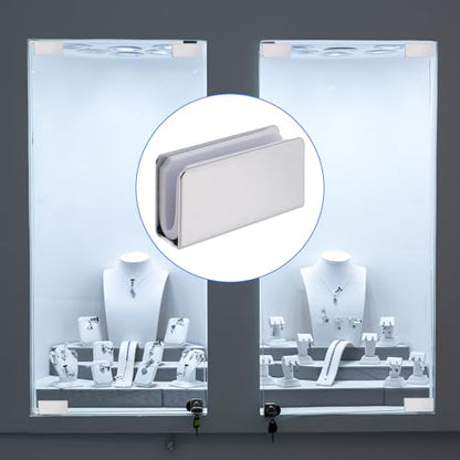 4 Pack Glass Clip Silver Strikes Plate Magnetic Rectangular Touch Clamps Glass Cabinet Latch Replacement Parts for Cabinet, Glass Door, Wardrobe - color: Silver