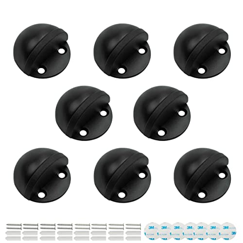 SANATO 8 Pack Black Low Dome Floor Mounted Stainless Steel Door Stop Door Stopper with Black Rubber - color: Black, size: 8 Pack Arch