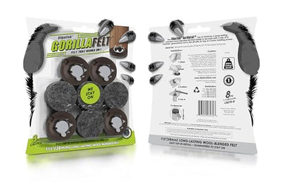Slipstick GorillaFelt 1-1/2 Inch Felt Glides/Furniture Feet Floor Protectors (Set of 8 Sliders) Nail On Felt Furniture Pads Guaranteed to Stay On, Round, CB270-8 - size: 1-1/2 Inch 8 Pack