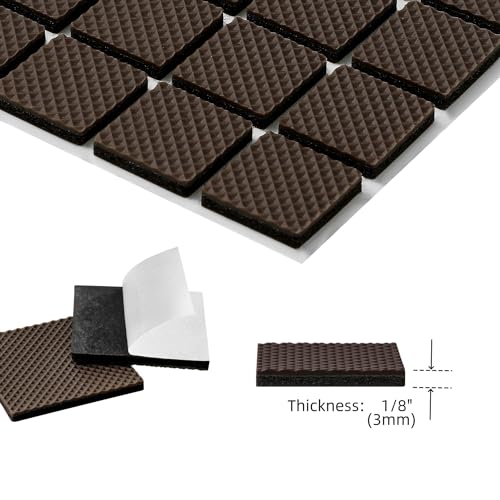 Non Slip Chair Leg Pads for Hardwood Tiles Floors - Noise Canceller Self-Adhesive Anti Slip Rubber Furniture Stoppers to Prevent Sliding - Square 72 PCS 1" (25mm) - size: Square 1" (72PCS)
