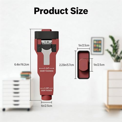 Door Latch Installation Kit with Mortise Blade, Door Latch Mortise Kit Template for Easy Accurate Professional Cut Fits 1-3/8" to 1-3/4" Thick Wooden Doors (Red)