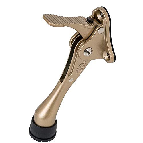 Door Stopper, One-Touch semi-Automatic Metal Door Stopper, with Non-Slip Rubber Tip for Wood, Concrete, Tiled, and Carpeted Floors (4inch x 1pack, Gold) - color: Gold, size: 4inch x 1pack