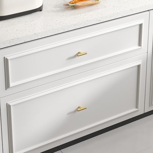 Goldenwarm 5Pack Single Hole Gold Cabinet Knobs and Pulls Door Cupboards Drawers Bedroom Furniture Handles 2 Inch Overall Length Brushed Brass - color: ‎Brushed Brass, size: 5 Pack