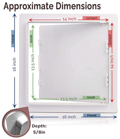 Morvat Access Panel 14x14 Inch for Drywall & Ceiling with Door, Heavy-Duty Durable ABS Plastic & Easy Install Access Box Wall Hole Cover Plate for Plumbing & Electrical Cable & Wiring, White, 20-Pack - size: 14x14 - 20PK