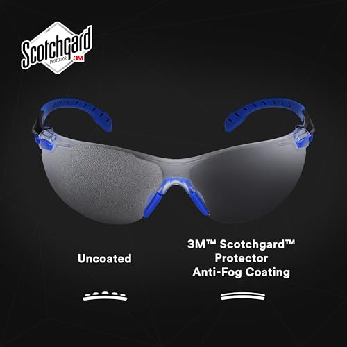 3M Safety Glasses for Men and Women, Solus 1000 Series, ANSI Z87, Scotchgard Anti-Fog, Clear Lens, Low Profile, Blue/Black Frame - size: Single, style: Clear Lens, Blue/Black Frame