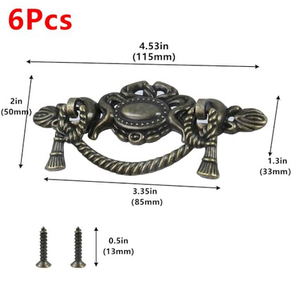 Geesatis 6Pcs Retro Style Pull Handles Knob Zinc Alloy Antique Cabinet Pulls Vintage Antique Cabinet Knobs - style: K