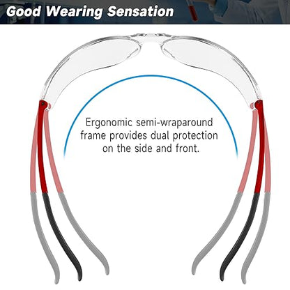 Salfboy Safety Glasses for Men Women ANSI Z87.1 Safety Glasses Bulk Protective Eyewear Scratch-Resistant - color: 30pcs-118-red Leg