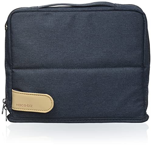 KOKUYO Pencil Case Pouch, Haco-Biz Standing Pen Pouch Bag, Foldable Stand up Pencil Holder Organizer, Large Capacity Portable Pencil Box for Office Supplies - color: Navy x Khaki