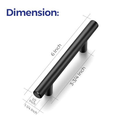 Ravinte Cabinet Pulls Matte Black Stainless Steel Kitchen Cupboard Handles Cabinet Handles 6”Length, 3.75” Hole Center 10-Pack - size: 6 Inch (3.75 Inch Hole Center)