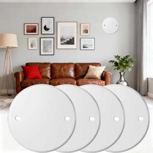 4 Packs Metal 5 Inch Flat Round Ceiling Cover Plate - White Blank Electrical Wall Plate with Screws, 3.5 Inch Hole Spacing, Fits 4 Inch Electrical Box (Ceiling Fan Switch Cap)