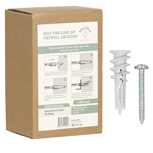 Reinforced Nylon 66 Contractor Bulk Sheetrock Anchors, 90lb Jobsite Kit for TV Stand, Sound Bar & Drywall, Wall Anchors for Drywall, Furniture Wall Anchor for Wall Art Decor, Wall Safe Wall Shelves - style: 100 Pack