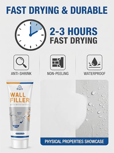 Drywall Repair Kit Spackle Wall Patch Kit, 2x250g (17.6oz) Large Hole Filler Wall Mending Paste with 2" & 4" Aluminum Patches, Scrapers, Gloves, Sandpapers, Plaster Wall Crack Putty for Home