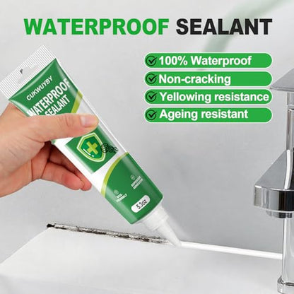 15.9 Oz Silicone Caulk (3 Pack 5.3 Oz) Squeeze Tube Waterproof Silicone Sealant for Kitchen Bathroom Stronger Adhesion White Caulk for Window Toilet Sink Caulking Sealant with Tape and Scraper - size: 15.9 OZ