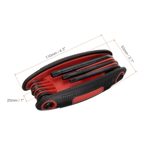 HARFINGTON Folding Torx Wrench T9-T40 8 in 1 Portable Fold-up Star 6 Point Head Wrenches Set Driver Tool Kit for Basic Home Repair and General Applications