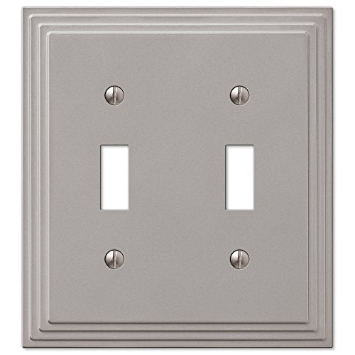 Amerelle Steps Double Toggle Cast Metal Wallplate in Satin Nickel - color: Satin Nickel, size: 2 Toggle