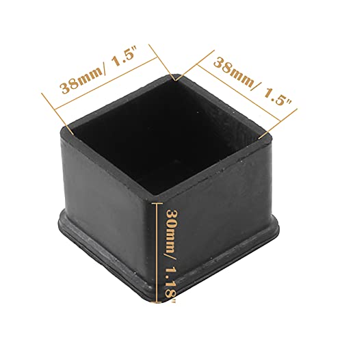 Uenhoy 8 Pcs Square Chair Leg Caps Anti-Slip Rubber Chair Tips Black Table Chair Leg Floor Protectors 1-1/2" x 1-1/2" (38mm x 38mm)