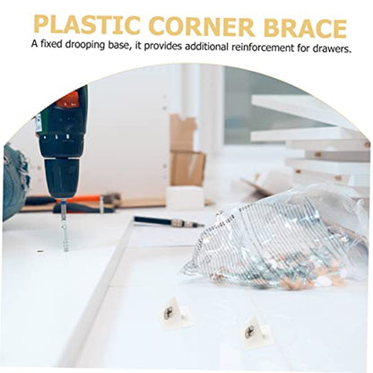 Generic 200pcs Sagging Drawer Wedges with Screws Durable Corner Braces for Furniture Repair Easy to Install Mending Wedges for Drawer Bottom Support and Stabilization
