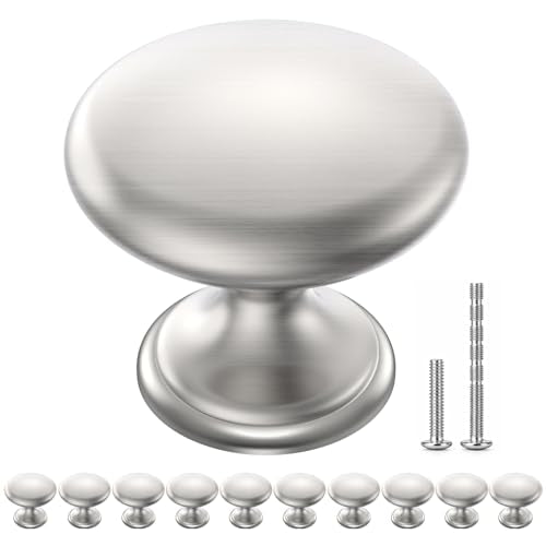 POZEAN Cabinet Knobs Brushed Nickel 10 Pack Cabinet Handles Drawer Knobs Solid Knobs Silver with Screws for Dresser Drawer Cabinet Cupboard - Modern Kitchen, Bedroom and Bathroom Hardware - color: Silver, size: 10 Pack