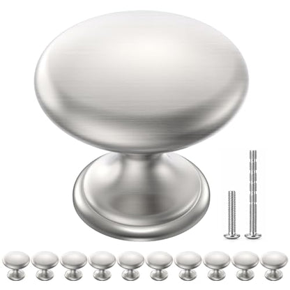 POZEAN Cabinet Knobs Brushed Nickel 10 Pack Cabinet Handles Drawer Knobs Solid Knobs Silver with Screws for Dresser Drawer Cabinet Cupboard - Modern Kitchen, Bedroom and Bathroom Hardware - color: Silver, size: 10 Pack