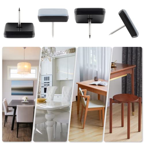 32pcs 1" (25mm) Nail on Furniture Sliders, Square Teflon Chair Feet Glides, Furniture Feet Glides Chair Leg Floor Protectors, Moving Sliders for Carpet, Cupboard (Grey, Black) - size: 1 inch (25mm)-32pcs