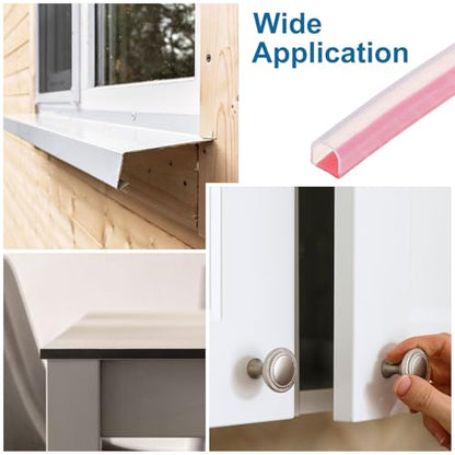 PATIKIL Silicone Weather Stripping Door Seal, 9.8 ft D Shape Weather Stripping Self Adhesive Door Seal Strip for Door Frame, Window Sealing, Large Gap, 25/64" Wx5/128 Tx25/64 H, Clear/Red - size: 9.8 ft Long, 25/64"Wx5/128"Tx25/64"H