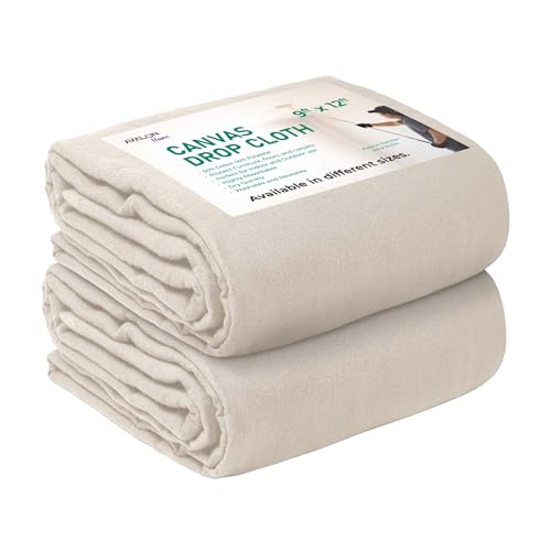Canvas Drop Cloth for Painting 9x12 feet Pack of 2-8oz Painters Drop Cloths for Painting - All Purpose Canvas Tarps for Floor & Furniture Protection - Recycled Cotton Fabric - size: 9x12 Ft - 2 pc