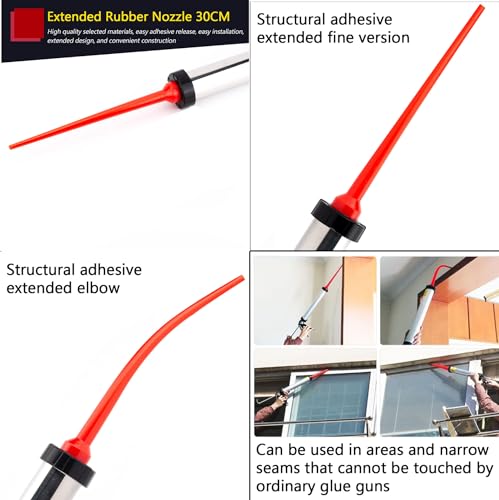 caulking extension nozzle Caulking Nozzle for Sausage Caulking Gun Long Sausage Nozzle Reusable Caulk Nozzle Applicator (1Straight +1 Curved)