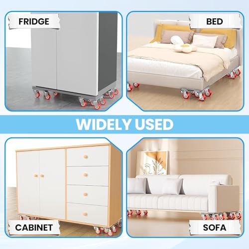 Upgrade 3474LBS Heavy Duty Furniture Dolly & Movers, 6.5" Carbon Steel Panel with 5 360° Rotatable Rubber Universal Wheels, Includes Non-Slip Sliders & Lifter Tool for Moving Pianos, Sofa, Appliances - color: Silver(upgrade)