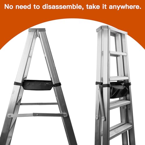 1680D Black Ladder Organizer for Telescoping Ladder, Portable Tool Bag for Ladder, Tool Pouches Ladder for Ladder Accessory Ladder Tool Kit Multi-Functional