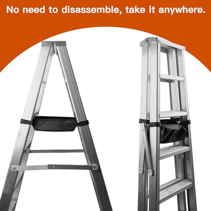 1680D Black Ladder Organizer for Telescoping Ladder, Portable Tool Bag for Ladder, Tool Pouches Ladder for Ladder Accessory Ladder Tool Kit Multi-Functional
