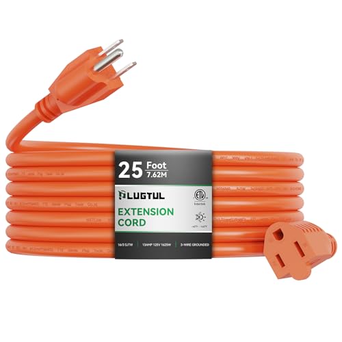 Outdoor Extension Cord 25 FT Waterproof, 16/3 Gauge Heavy Duty 3 Prong Extension Cord, 13A 1625W SJTW, ETL Listed, Great for Garden and Home, Orange - size: 25FT
