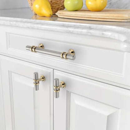 Asidrama 10 Pack 3.75 Inch(96mm) Gold and Brushed Satin Nickel Kitchen Cabinet Handles, Cabinet Pulls Kitchen Cabinet Hardware Cupboard Handles Drawer Pulls - color: Gold and Brushed Satin Nickel, size: 3.75" Hole Center, style: 10 Pack