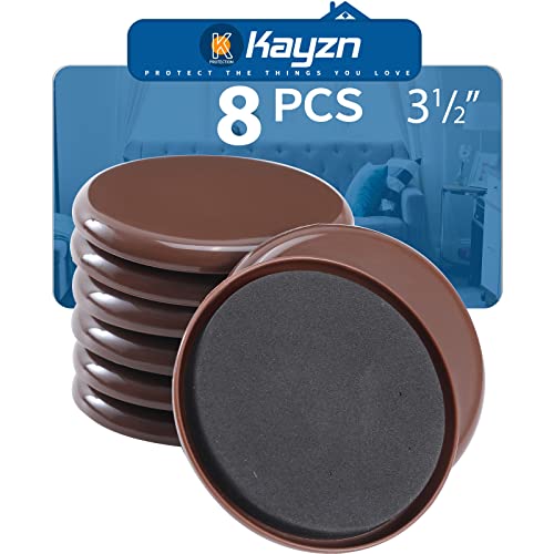 Furniture Sliders for Carpet,8 Pack 3 1/2" Reusable Furniture Moving Pads,Heavy-Duty Furniture Movers Sliders - Reusable Sliders for Furniture,Move Any Item Easy and Quickly! - size: 8pcs 3.5" Brown