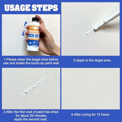 White Touch Up Paint - 7oz Upgraded Matte and Gloss Multi Surface Touch Up Paint Pen for Repairing Scratches, Chips, Cracks on Tubs, Tiles, Enamel, Wood - Tile Paint for Walls, Doors, Furniture