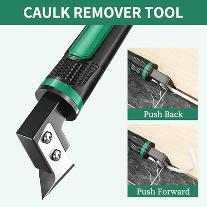 6 in 1 Caulk Remover Tool with Dual-End Multi-Function Handle – Includes Grout Removal Tool for Bathroom, Kitchen, Tile, Shower, Sink & Window Sealing and Cleaning - color: Green