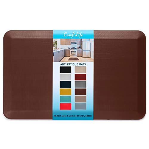 ComfiLife Anti Fatigue Floor Mat – 3/4 Inch Thick Kitchen Mats for Floor, Standing Desk Mat, Kitchen Rug – Comfort at Home, Office – Durable – Stain Resistant – Non-Slip Bottom (20" x 32", Brown) - color: Brown, size: 20" x 32"