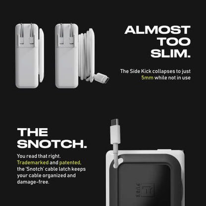 Fuse Reel The Side Kick Collapsible Charger Organizer and Travel Accessory,Usb-c, Compatible with MacBook and PC Charging Cords and Adapter Cable Management White