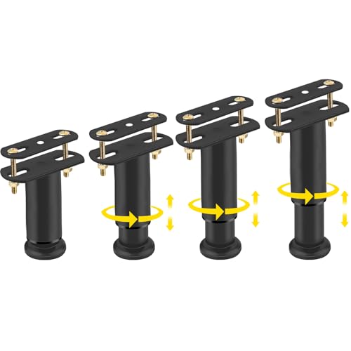 New 4 PCS Adjustable Height Bed Support Legs 4.72-7.87 Inch, Metal Heavy Duty Bed Center Replacement Legs, Furniture Support Legs for Bed Frame/Bed Center Slat (Black) - color: Black, size: 4.72-7.87 Inch