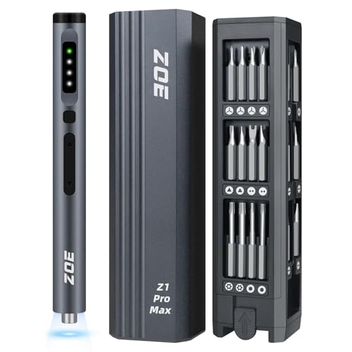ZOE Electric Screwdriver, Mini Precision Screwdriver Set Cordless Screw driver Kit Small Power Magnetic Storage Bits, Settings Repair Tool Kit for Electronics Laptop Phone Camera Glasses Watch