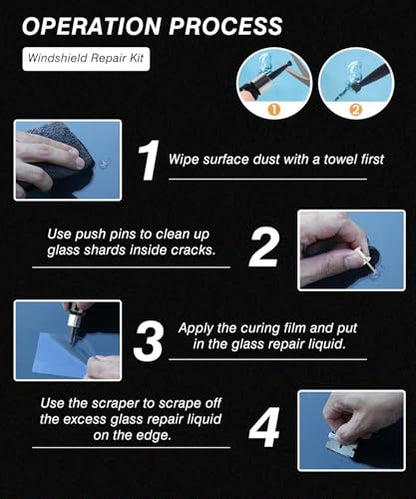 Windshield Repair Kit for Chips and Cracks – Windshield Chip Repair Kit & Windshield Crack Repair Kit – 2 Bottles Glass Repair Liquid for Cracks – DIY Long-Lasting with Invisible Repairs